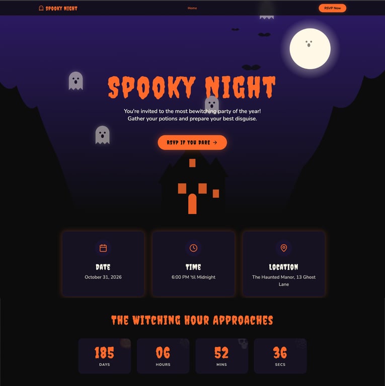 Event RSVP website (Halloween)