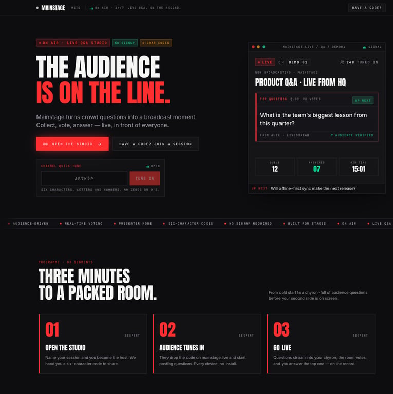 Q&A broadcast app