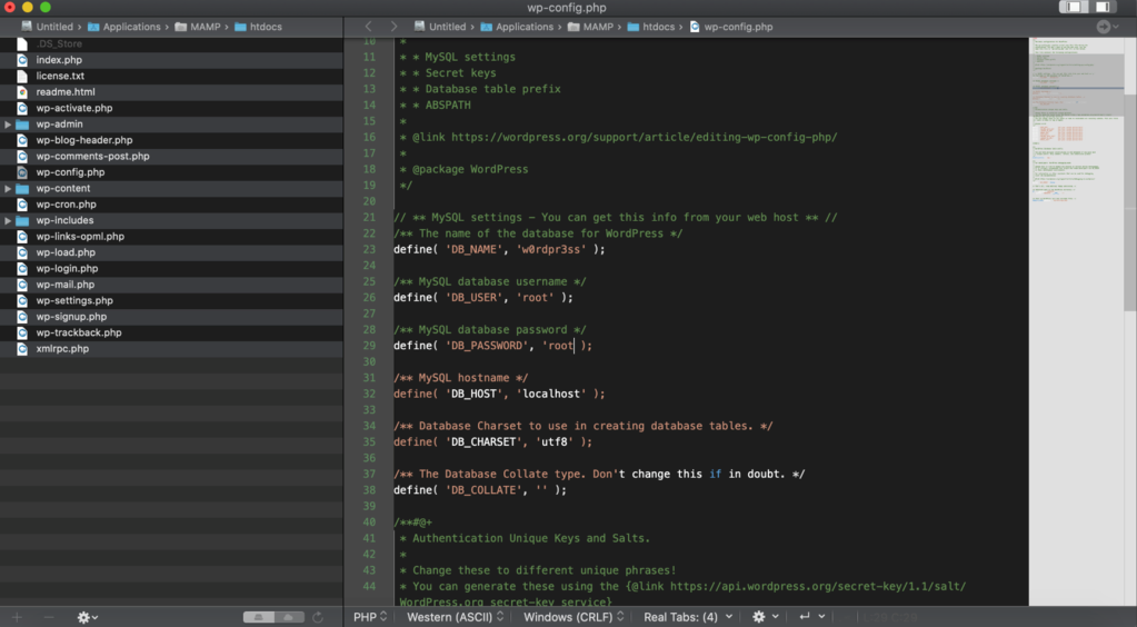 Configurar base de datos de WordPress en Mac
