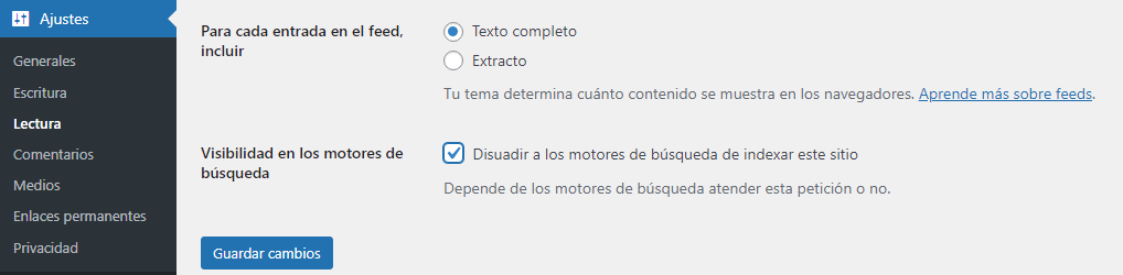  Disuadir a los motores de búsqueda de indexar un sitio en WordPress
