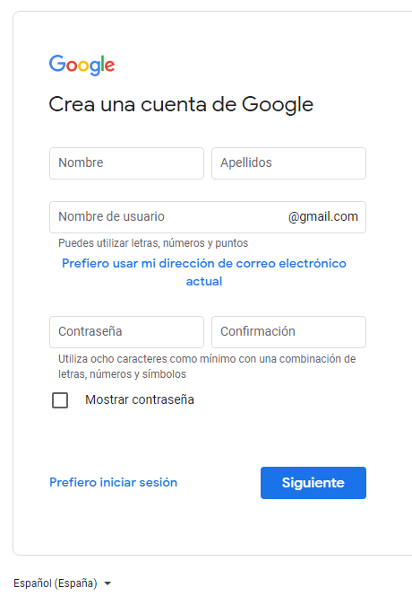 Crear una cuenta de Analytics