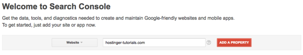 Add a site in the Google Search Console tool