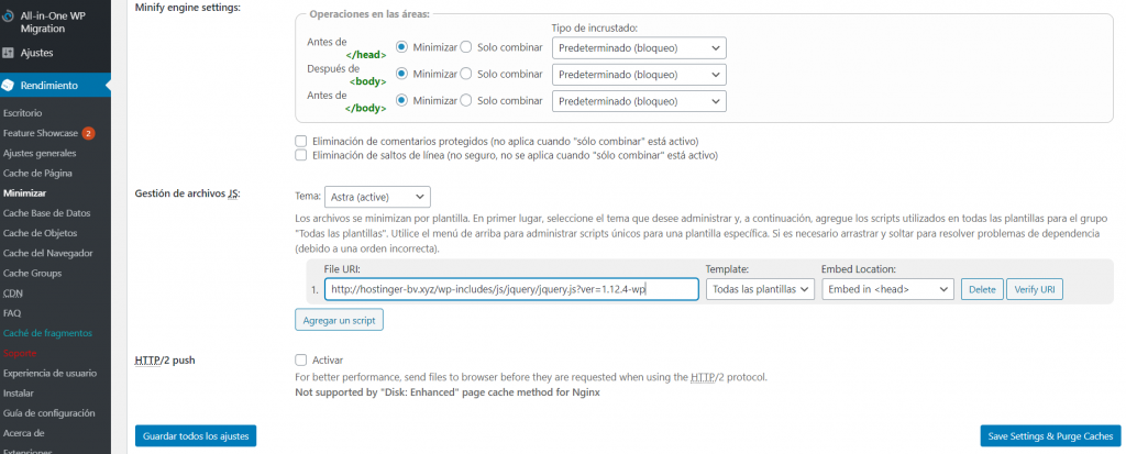 Eliminar los recursos JS que bloquean el renderizado con el plugin W3 Total Cache