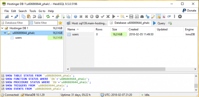 cliente heidisql conexion exitosa