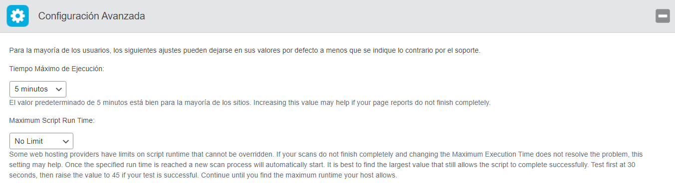 Modificar tiempo máximo de ejecución en WordPress con el plugin Pagespeed Insights