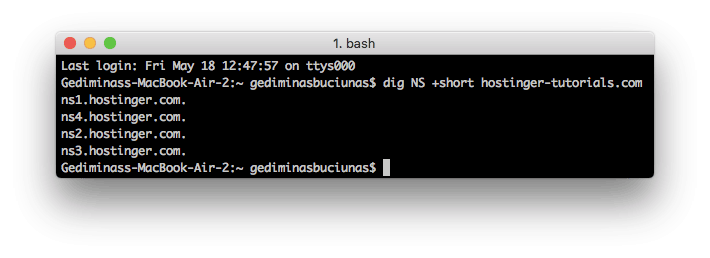 Búsqueda del servidor de nombres usando el comando dig