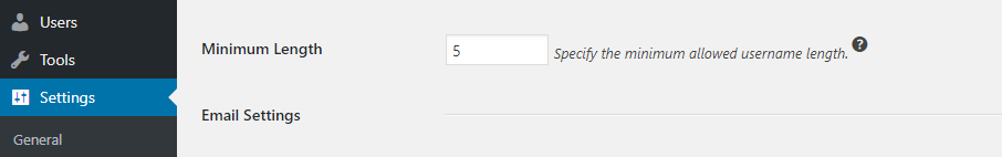 Establecer una longitud mínima para tu nombre de usuario.