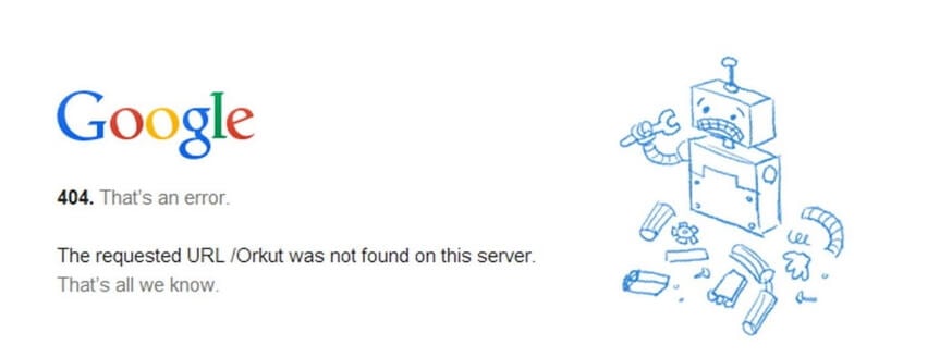 Un error de Google Chrome 404.