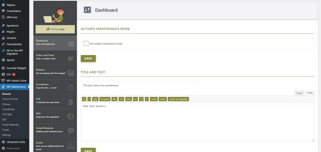 Plugin WP Maintenance