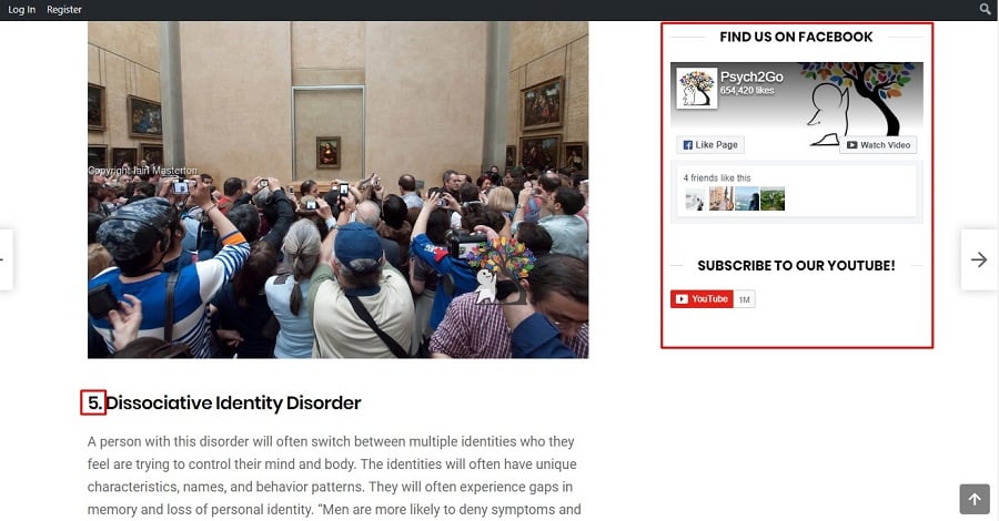 Sticky sidebar de redes sociales en psych2go