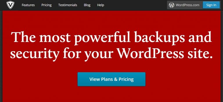 Página de inicio oficial de VaultPress