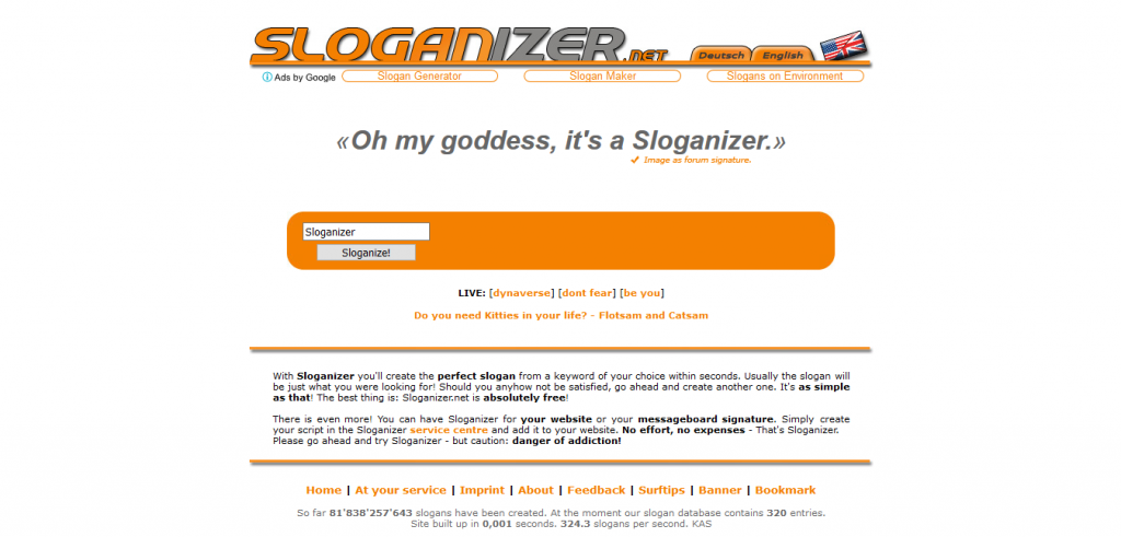 Creador de eslogan esloganizer