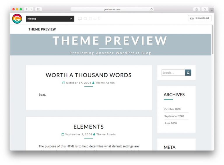 Demostración del tema de Nisarg WordPress para blogs