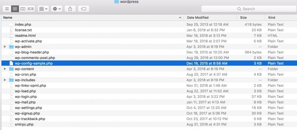 El archivo wp-config-sample.php