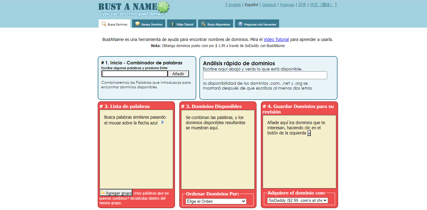 Sitio web de BustAName