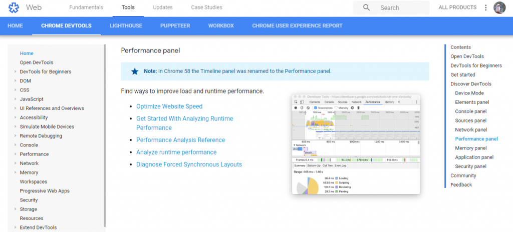 Chrome devtools herramienta de prueba de velocidad