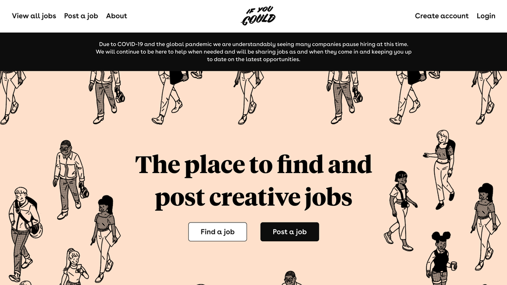 Página de inicio de If you could, un portal de trabajos para creadores