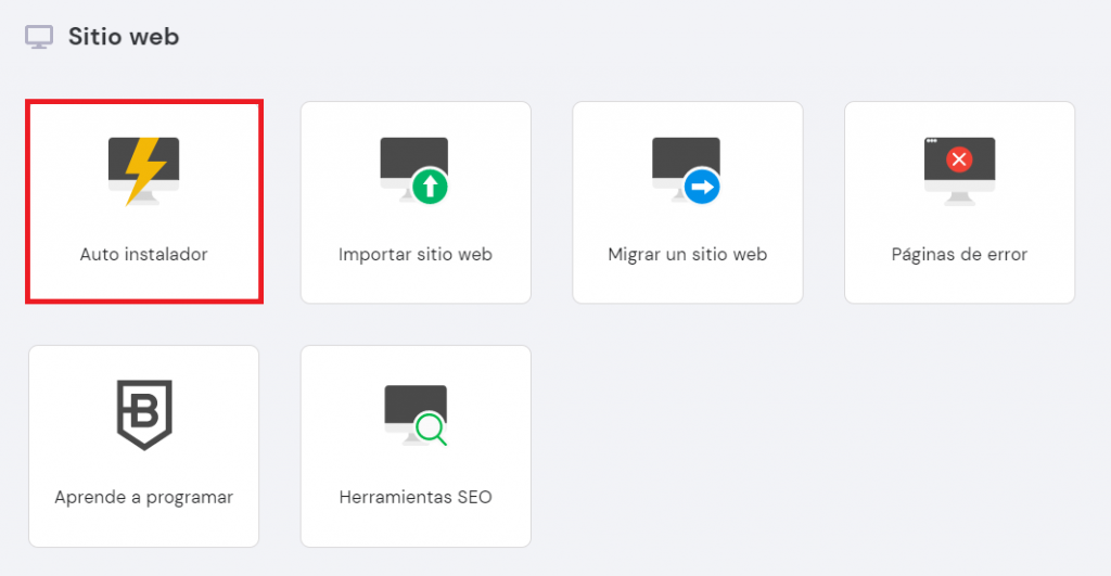 Auto Instalador en el hPanel de Hostinger