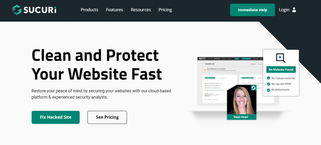 Página de inicio del plugin Sucuri Security