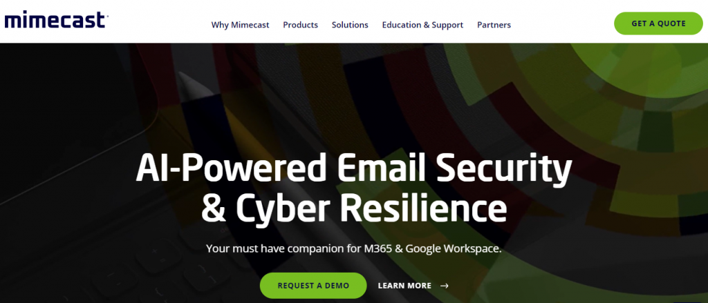 Página de inicio de Mimecast