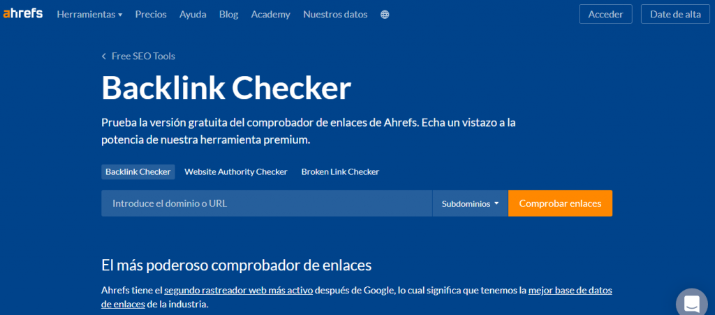 Backlink Cheker de Ahrefs