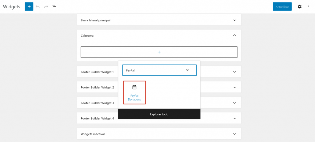 Agregar el botón de donación de PayPal como widget en WordPress