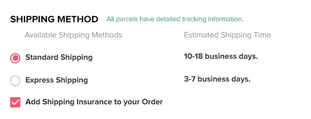 Ejemplo de métodos de envío