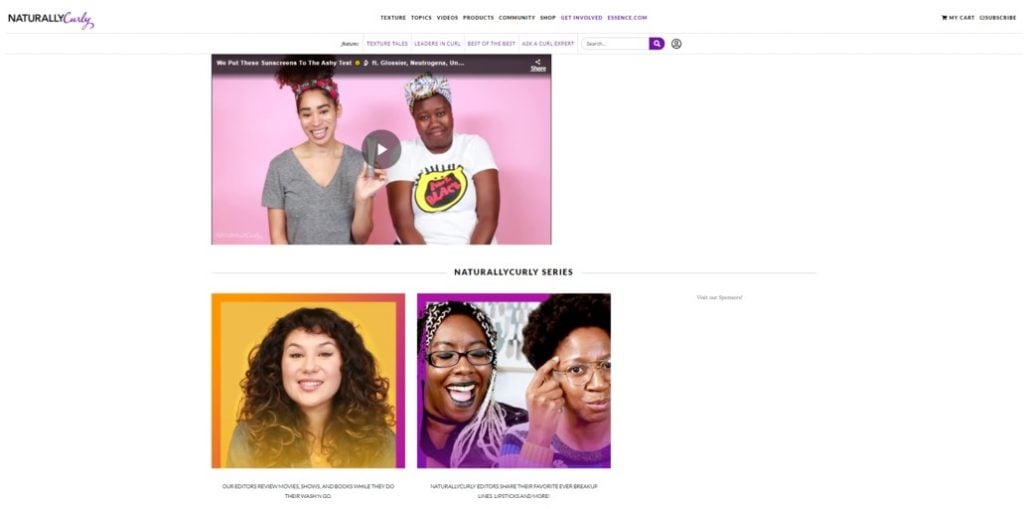 Ejemplo de página con contenido de vídeos
