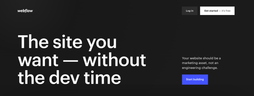 Página de inicio de Webflow