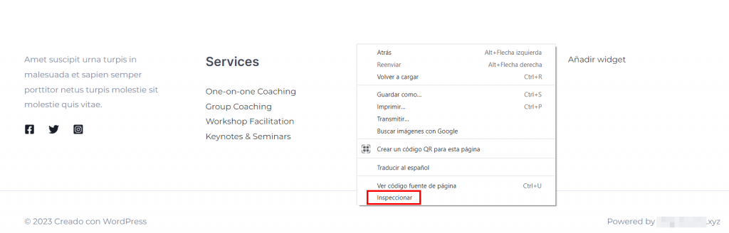 Función de Inspeccionar de Goggle Chrome