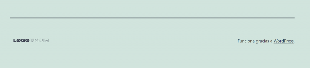 Footer de página con el crédito "Funciona gracias a WordPress"