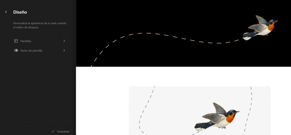 Visualización del editor de bloques de WordPress.