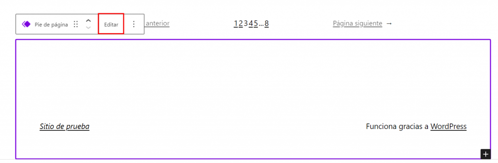 Editar bloque de Pie de página.