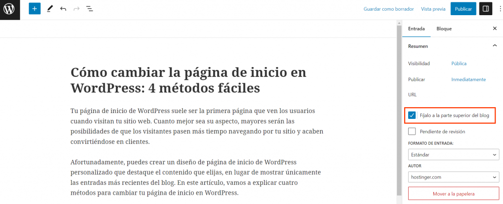 Editor de bloques de WordPress
