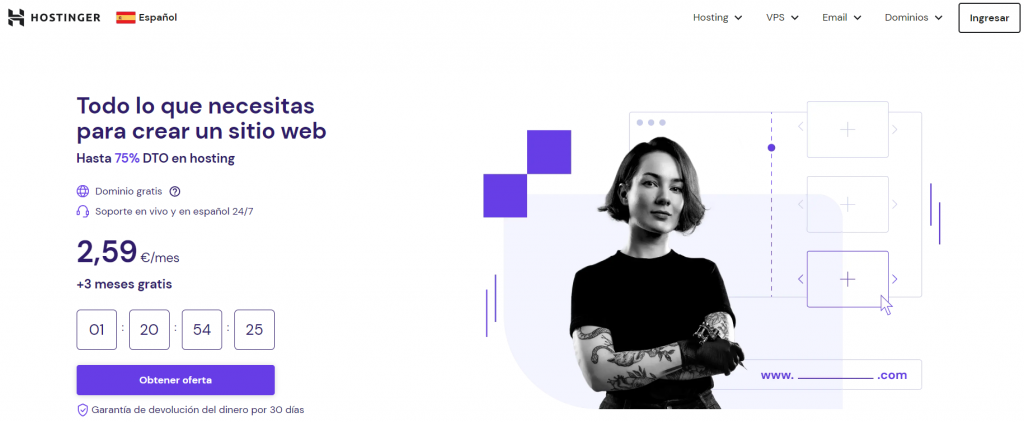 Página web de Hostinger