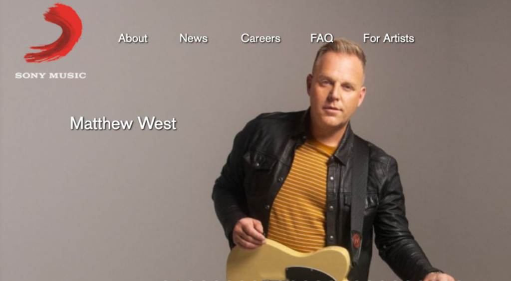 Página de inicio de Sony Music creada con WordPress