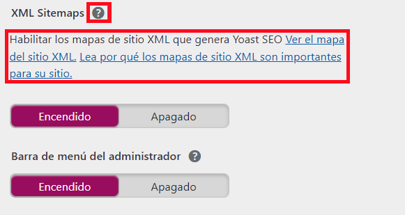 Opción de ver el sitemap XML en Yoast
