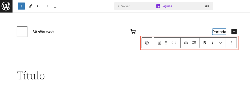 Opciones de navegación del menú de WP
