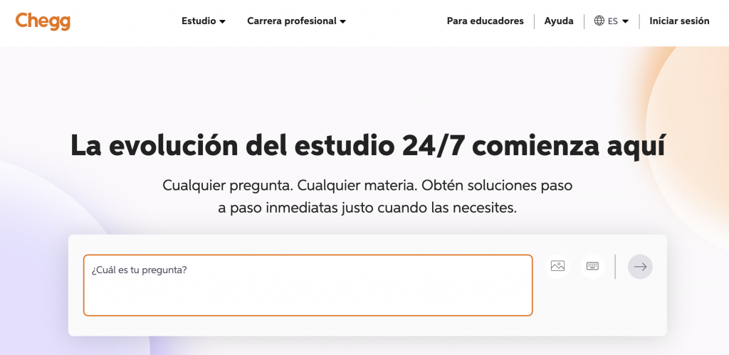Página web de Chegg tutors