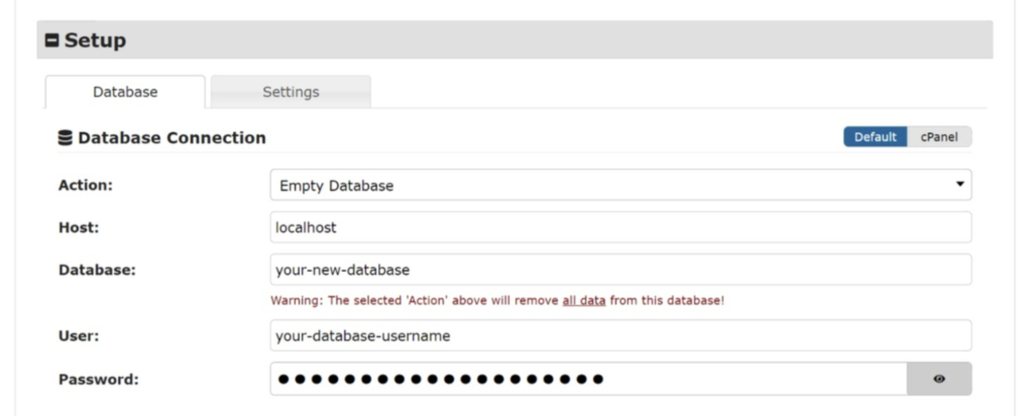 Opciones de Duplicator