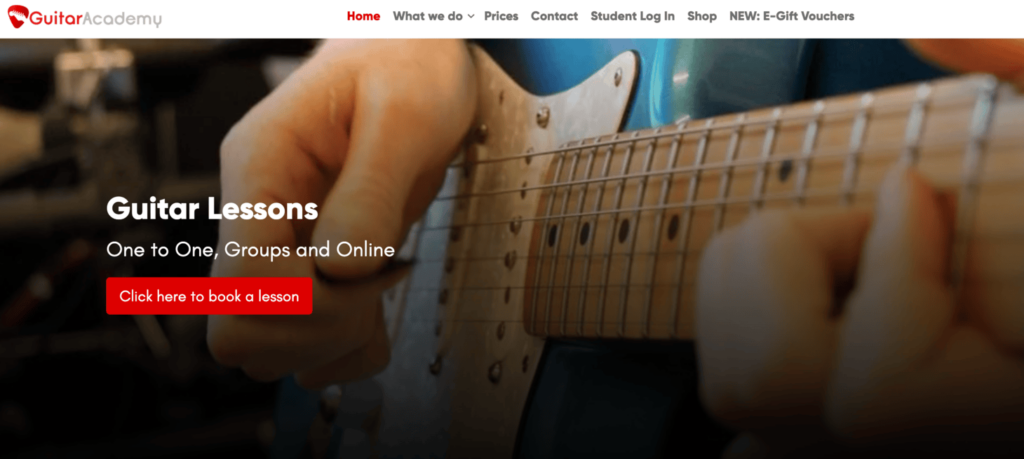 Startseite der Guitar Academy