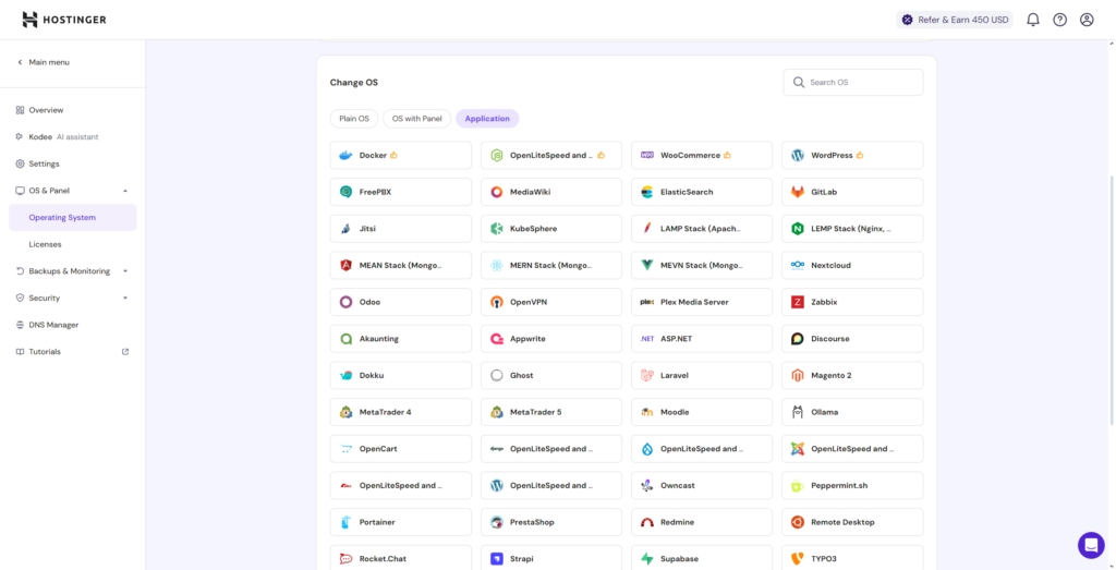 Hostinger bietet eine vorkonfigurierte Odoo-Vorlage.