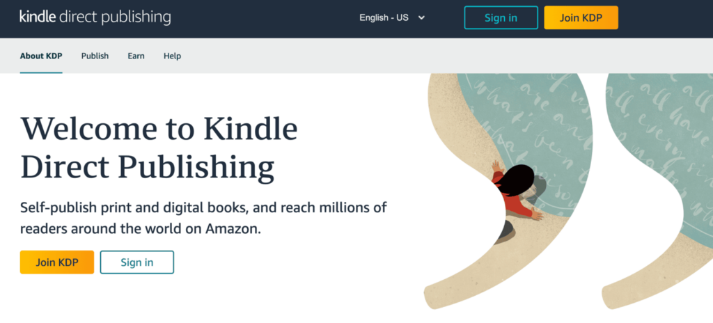 Startseite von Kindle Direct Publishing
