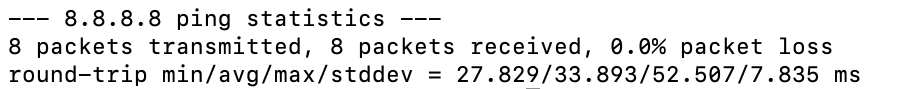 Ping-Statistiken im macOS-Terminal