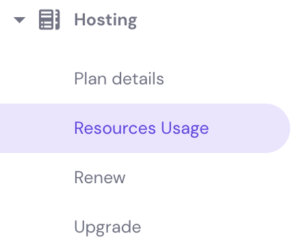 Die Schaltfläche „Ressourcennutzung“ im hPanel