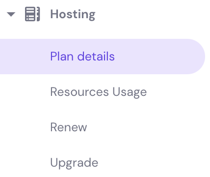 Die Schaltfläche „Plandetails“ im hPanel