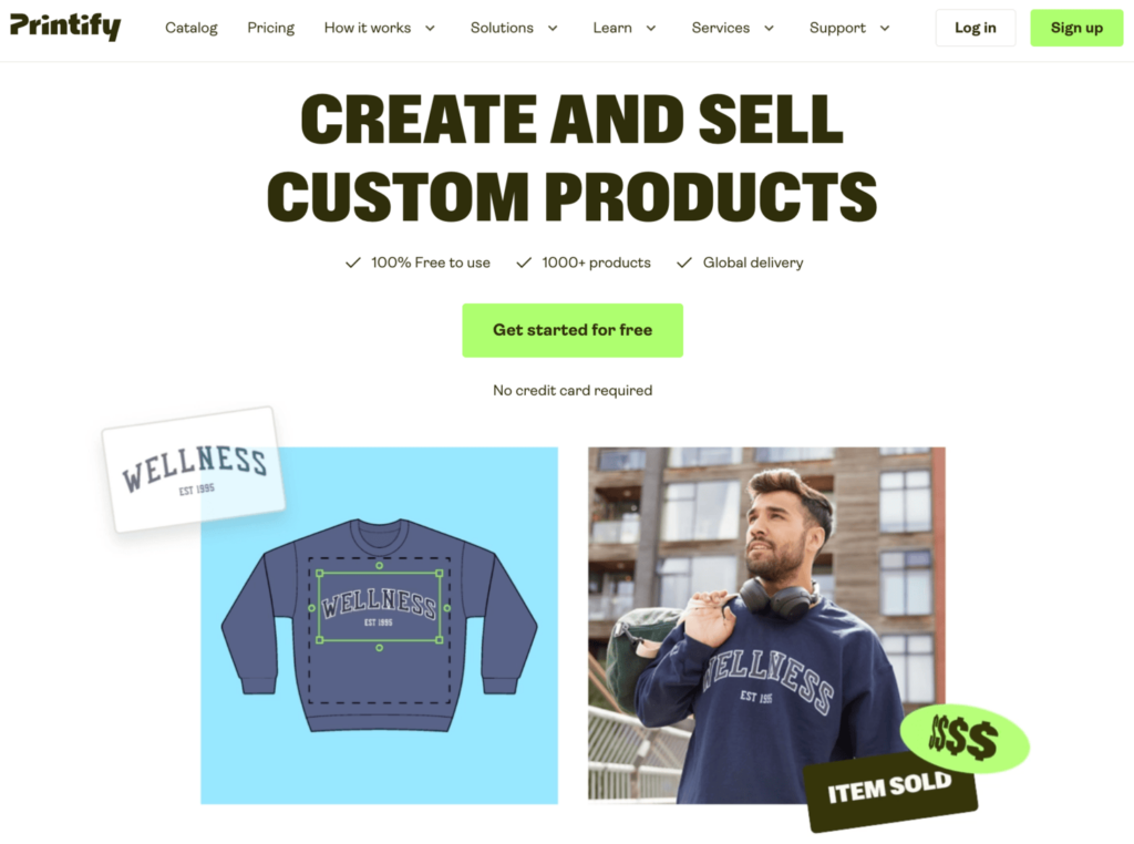 Startseite von Printify