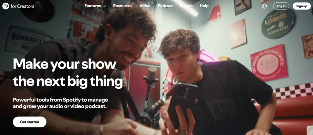 Startseite von Spotify for Creators