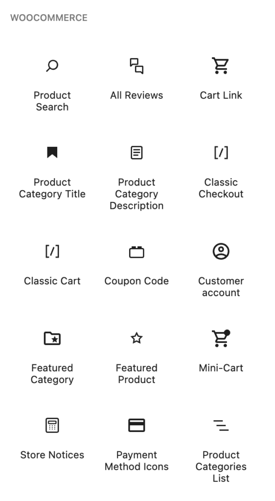 Zusätzliche Widgets des WooCommerce-Plugins