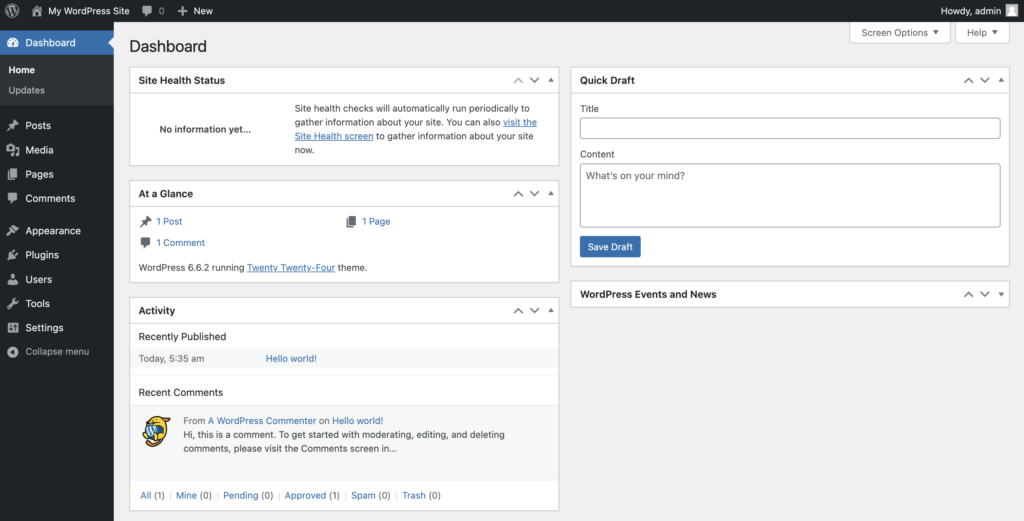 Das WordPress-Admin-Dashboard